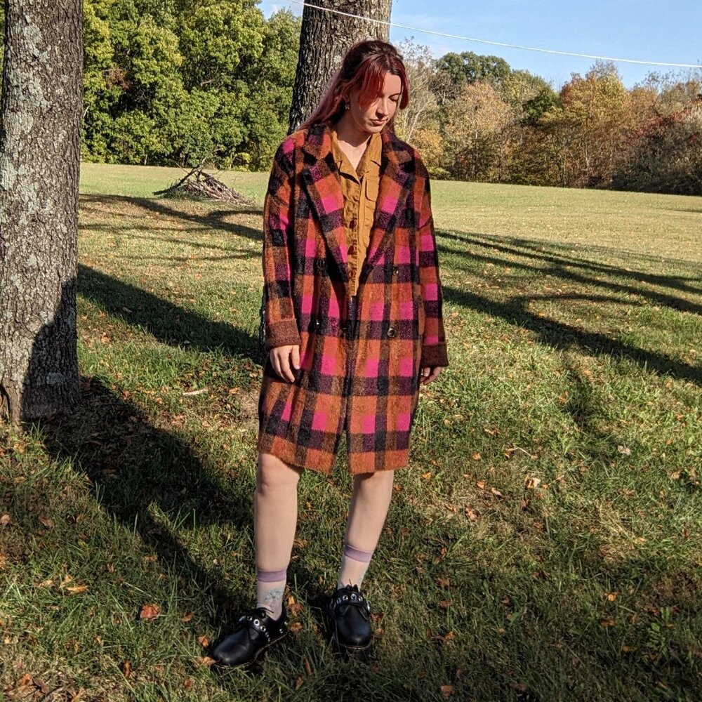 Anthropologie NVLT Plaid Checkered Long Coat Out of Stock